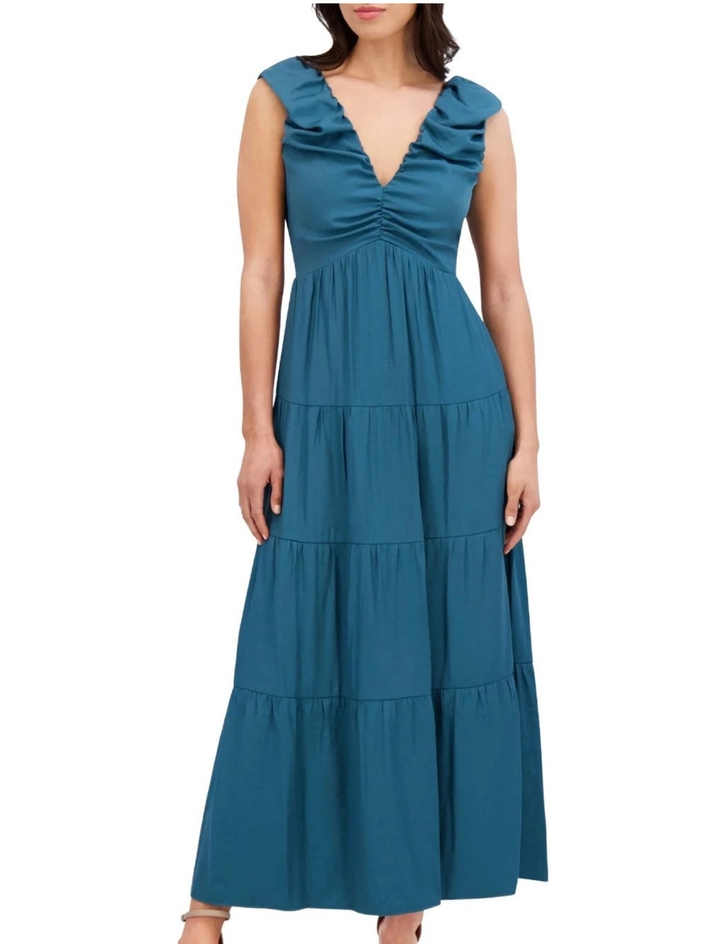 NWT SIENNA💚💙Teal Tiered Maxi Dress with V-Neck